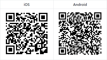 Left: QR Code for Alpha Shell in the App Store. Right: QR Code for Alpha Shell in Google Play.
