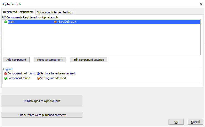 Component is added, but settings are undefined