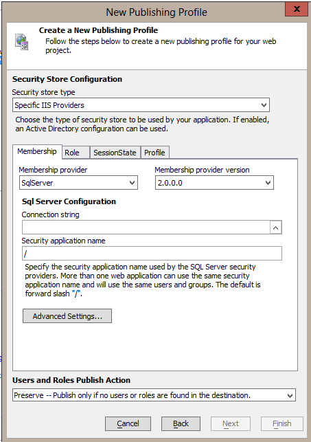 Alpha Anywhere Application Server security store configuration.
