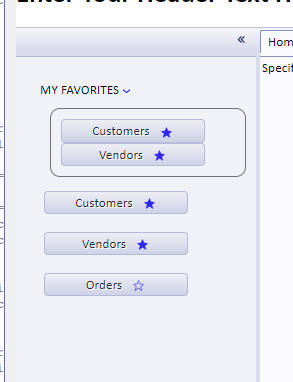 Favorites shown in the Buttons Pane