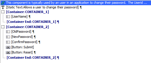 Controls in the Change Password template