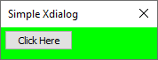 An Xdialog with a green background